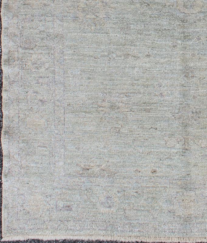 Keivan Woven Arts Angora Oushak Turkish Rug in Cream and Light Blue Colors. rug AN - 122783, country of origin / type: Turkey / Angora Oushak. Measures: 4'8 x 6'8 From our Angora collection, this piece is made with a combination of angora and old... - Keivan Woven ArtsAN - 122783 - 1706Rug