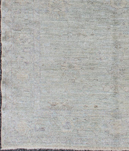 Keivan Woven Arts Angora Oushak Turkish Rug in Cream and Light Blue Colors. rug AN - 122783, country of origin / type: Turkey / Angora Oushak. Measures: 4'8 x 6'8 From our Angora collection, this piece is made with a combination of angora and old... - Keivan Woven ArtsAN - 122783 - 1706Rug