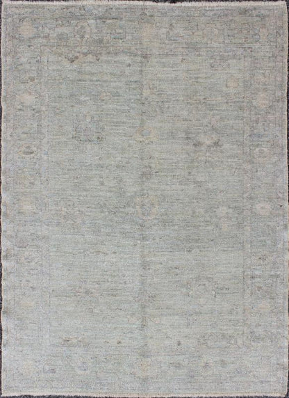 Keivan Woven Arts Angora Oushak Turkish Rug in Cream and Light Blue Colors. rug AN - 122783, country of origin / type: Turkey / Angora Oushak. Measures: 4'8 x 6'8 From our Angora collection, this piece is made with a combination of angora and old... - Keivan Woven ArtsAN - 122783 - 1706Rug