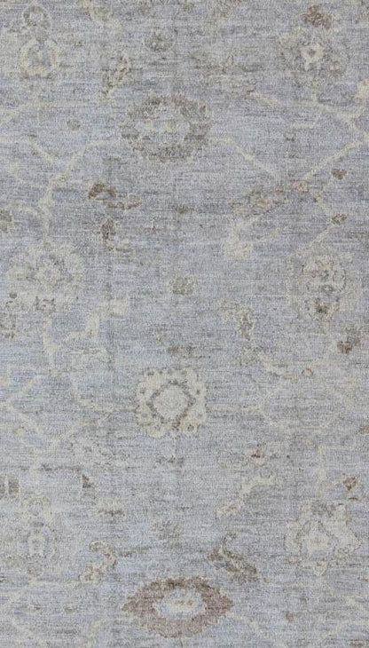 Angora Oushak Turkish Gallery Rug in Shades of Light Blue, Silver and Taupe. From our Angora collection, this piece is made with a combination of angora and old wool. Featuring all organic materials, the Angora collection is a modern - day remake of ... - Keivan Woven ArtsAN - 123329 - 6600Rug