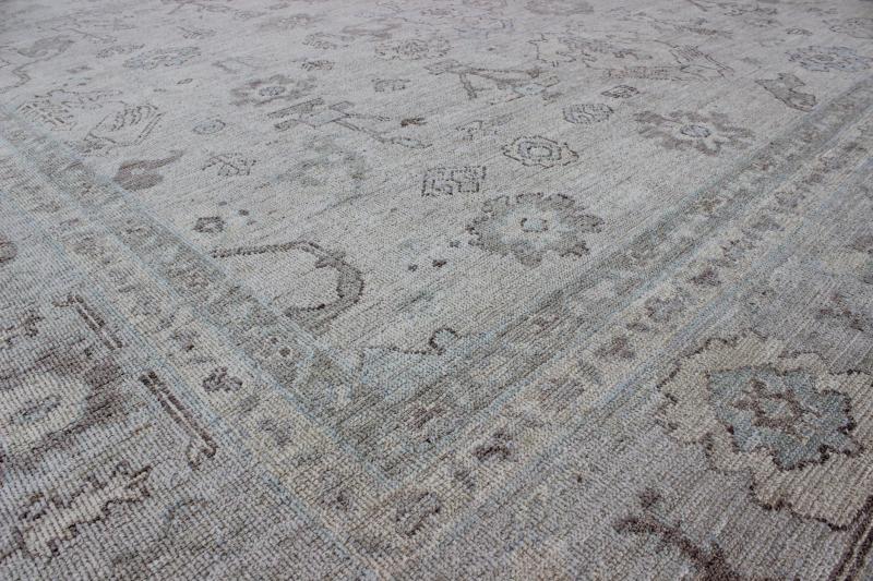 Square - sized silver, gray and ivory toned angora rug from Turkey, rug an - 123612, country of origin / type: Turkey / Angora Oushak From our Angora collection, this piece is made with a combination of angora and old wool. Featuring all organic mat... - Keivan Woven ArtsAN - 123612 - 120Rug