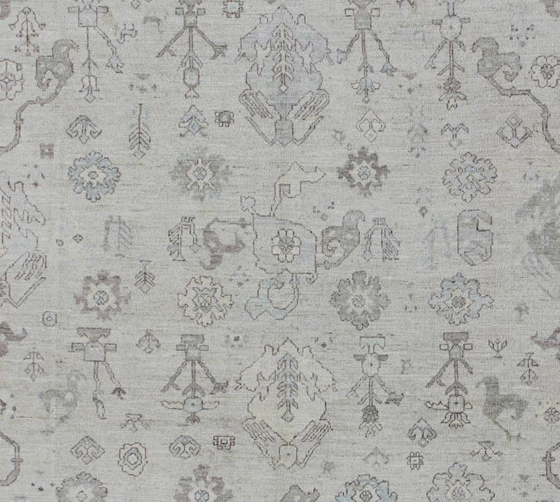 Square - sized silver, gray and ivory toned angora rug from Turkey, rug an - 123612, country of origin / type: Turkey / Angora Oushak From our Angora collection, this piece is made with a combination of angora and old wool. Featuring all organic mat... - Keivan Woven ArtsAN - 123612 - 120Rug