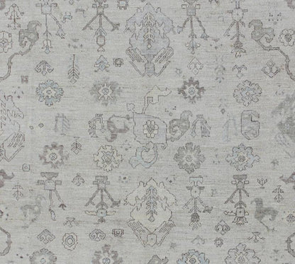 Square - sized silver, gray and ivory toned angora rug from Turkey, rug an - 123612, country of origin / type: Turkey / Angora Oushak From our Angora collection, this piece is made with a combination of angora and old wool. Featuring all organic mat... - Keivan Woven ArtsAN - 123612 - 120Rug