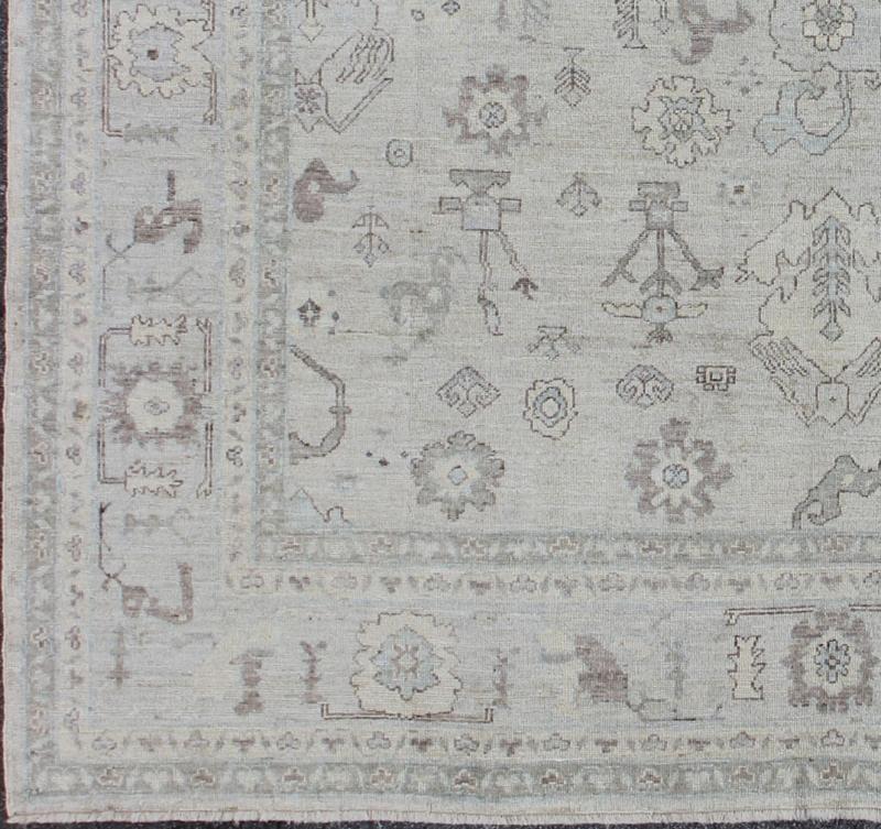 Square - sized silver, gray and ivory toned angora rug from Turkey, rug an - 123612, country of origin / type: Turkey / Angora Oushak From our Angora collection, this piece is made with a combination of angora and old wool. Featuring all organic mat... - Keivan Woven ArtsAN - 123612 - 120Rug
