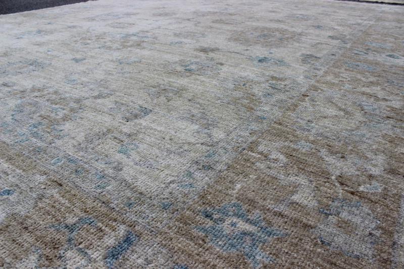 Angora Oushak Turkish Rug in Cream, Taupe, Silver, and Hints of Faded Blue. Blue, Gray, cream, taupe, and light blue Angora rug from Turkey, rug AN - 123666, country of origin / type: Turkey / Angora Oushak From our Angora collection, this... - Keivan Woven ArtsAN - 123666 - 7036Rug