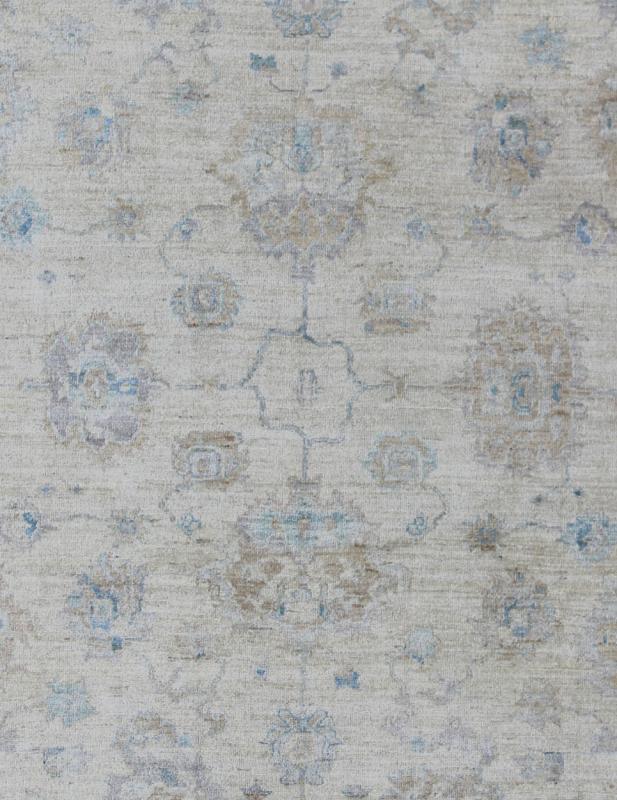 Angora Oushak Turkish Rug in Cream, Taupe, Silver, and Hints of Faded Blue. Blue, Gray, cream, taupe, and light blue Angora rug from Turkey, rug AN - 123666, country of origin / type: Turkey / Angora Oushak From our Angora collection, this... - Keivan Woven ArtsAN - 123666 - 7036Rug