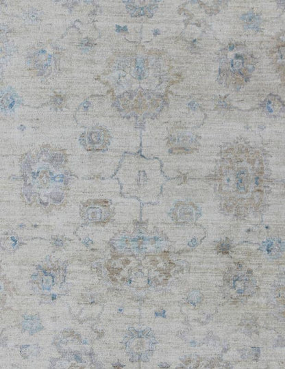 Angora Oushak Turkish Rug in Cream, Taupe, Silver, and Hints of Faded Blue. Blue, Gray, cream, taupe, and light blue Angora rug from Turkey, rug AN - 123666, country of origin / type: Turkey / Angora Oushak From our Angora collection, this... - Keivan Woven ArtsAN - 123666 - 7036Rug