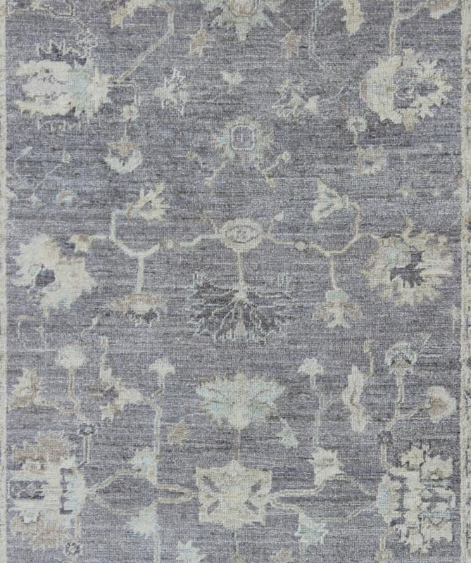Angora Oushak Turkish Gallery Rug in Shades of Gray, Ivory, Silver. Shades of gray Gallery Angora oushak rug from Turkey, rug AN - 123686, country of origin / type: Turkey / Angora Oushak. From our Angora collection, this piece is made with... - Keivan Woven ArtsAN - 123686 - 7044Rug