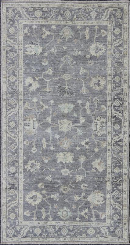 Angora Oushak Turkish Gallery Rug in Shades of Gray, Ivory, Silver. Shades of gray Gallery Angora oushak rug from Turkey, rug AN - 123686, country of origin / type: Turkey / Angora Oushak. From our Angora collection, this piece is made with... - Keivan Woven ArtsAN - 123686 - 7044