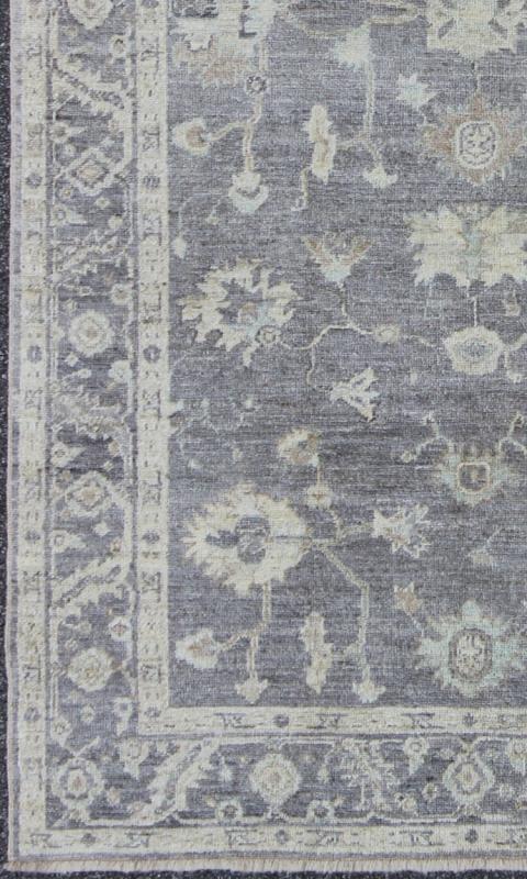 Angora Oushak Turkish Gallery Rug in Shades of Gray, Ivory, Silver. Shades of gray Gallery Angora oushak rug from Turkey, rug AN - 123686, country of origin / type: Turkey / Angora Oushak. From our Angora collection, this piece is made with... - Keivan Woven ArtsAN - 123686 - 7044Rug