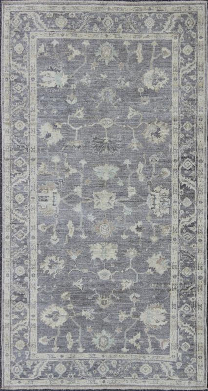 Angora Oushak Turkish Gallery Rug in Shades of Gray, Ivory, Silver. Shades of gray Gallery Angora oushak rug from Turkey, rug AN - 123686, country of origin / type: Turkey / Angora Oushak. From our Angora collection, this piece is made with... - Keivan Woven ArtsAN - 123686 - 7044Rug