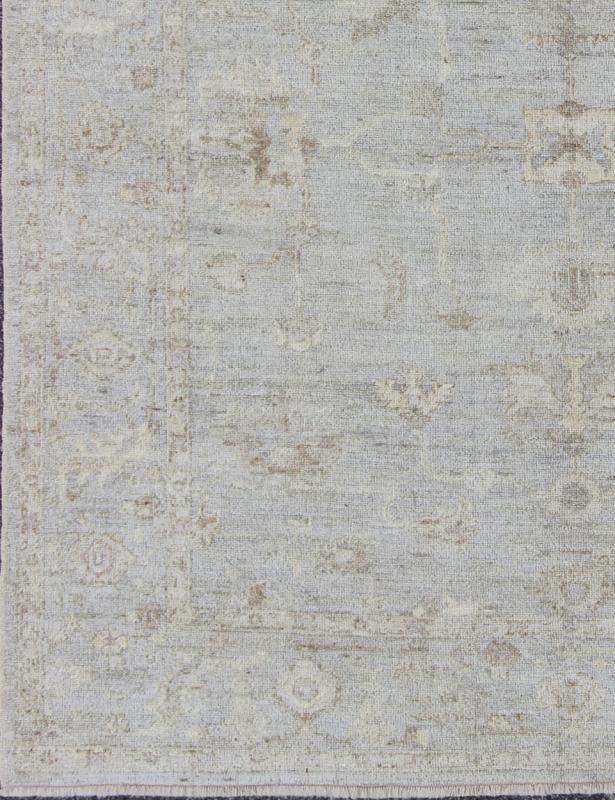 Turkish Angora Turkish Oushak Contemporary Rug - Made with a combination of angora and old wool, this magnificent Oushak boasts an all - over design in a large - scale style. The plentiful floral and bouquet motifs creates an open design which is surrounded ... - Keivan Woven ArtsAN - 123687 - 7048Rug