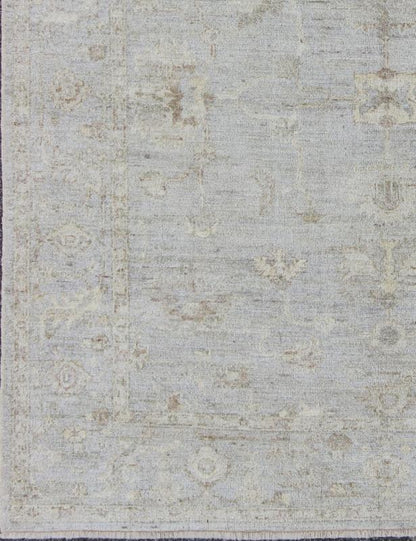 Turkish Angora Turkish Oushak Contemporary Rug - Made with a combination of angora and old wool, this magnificent Oushak boasts an all - over design in a large - scale style. The plentiful floral and bouquet motifs creates an open design which is surrounded ... - Keivan Woven ArtsAN - 123687 - 7048Rug