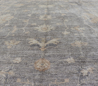Keivan Woven Arts Turkish Angora Oushak Rug with Floral Design in Neutral. rug AN - 125392, country of origin / type: Turkey / Oushak. antique reproduction ushak, angora oushak. Measures: 9'11 x 12'10 The design of this beautiful Oushak rug, Turk... - Keivan Woven ArtsAN - 125392 - 7423Rug