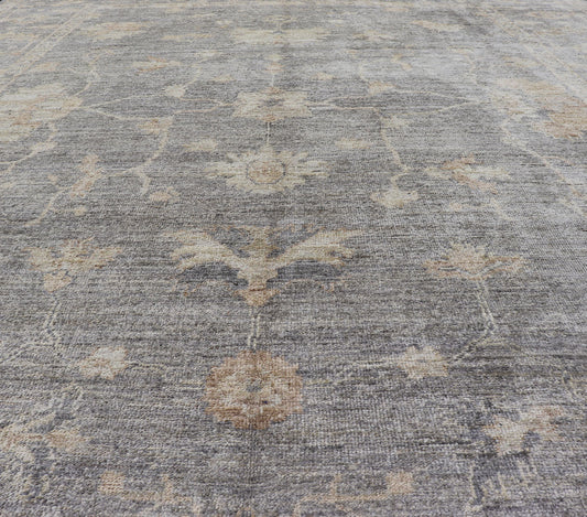 Keivan Woven Arts Turkish Angora Oushak Rug with Floral Design in Neutral. rug AN - 125392, country of origin / type: Turkey / Oushak. antique reproduction ushak, angora oushak. Measures: 9'11 x 12'10 The design of this beautiful Oushak rug, Turk... - Keivan Woven ArtsAN - 125392 - 7423Rug