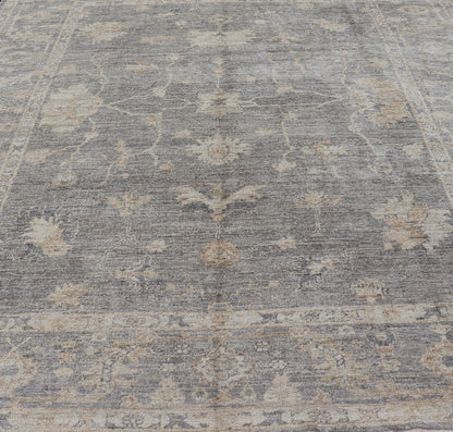 Keivan Woven Arts Turkish Angora Oushak Rug with Floral Design in Neutral. rug AN - 125392, country of origin / type: Turkey / Oushak. antique reproduction ushak, angora oushak. Measures: 9'11 x 12'10 The design of this beautiful Oushak rug, Turk... - Keivan Woven ArtsAN - 125392 - 7423Rug