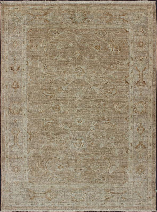 Angora Oushak Turkish Rug in Warm Colors of Taupe and Tan by Keivan Woven Arts. Keivan Woven Arts / rug AN - 125623, country of origin / type: Turkey / Angora Oushak. Measures: 4'1 x 5'8 This beautiful taupe color Oushak is made with a combination ... - Keivan Woven ArtsAN - 125623 - 7783