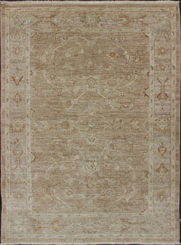 Angora Oushak Turkish Rug in Warm Colors of Taupe and Tan by Keivan Woven Arts. Keivan Woven Arts / rug AN - 125623, country of origin / type: Turkey / Angora Oushak. Measures: 4'1 x 5'8 This beautiful taupe color Oushak is made with a combination ... - Keivan Woven ArtsAN - 125623 - 7783Rug