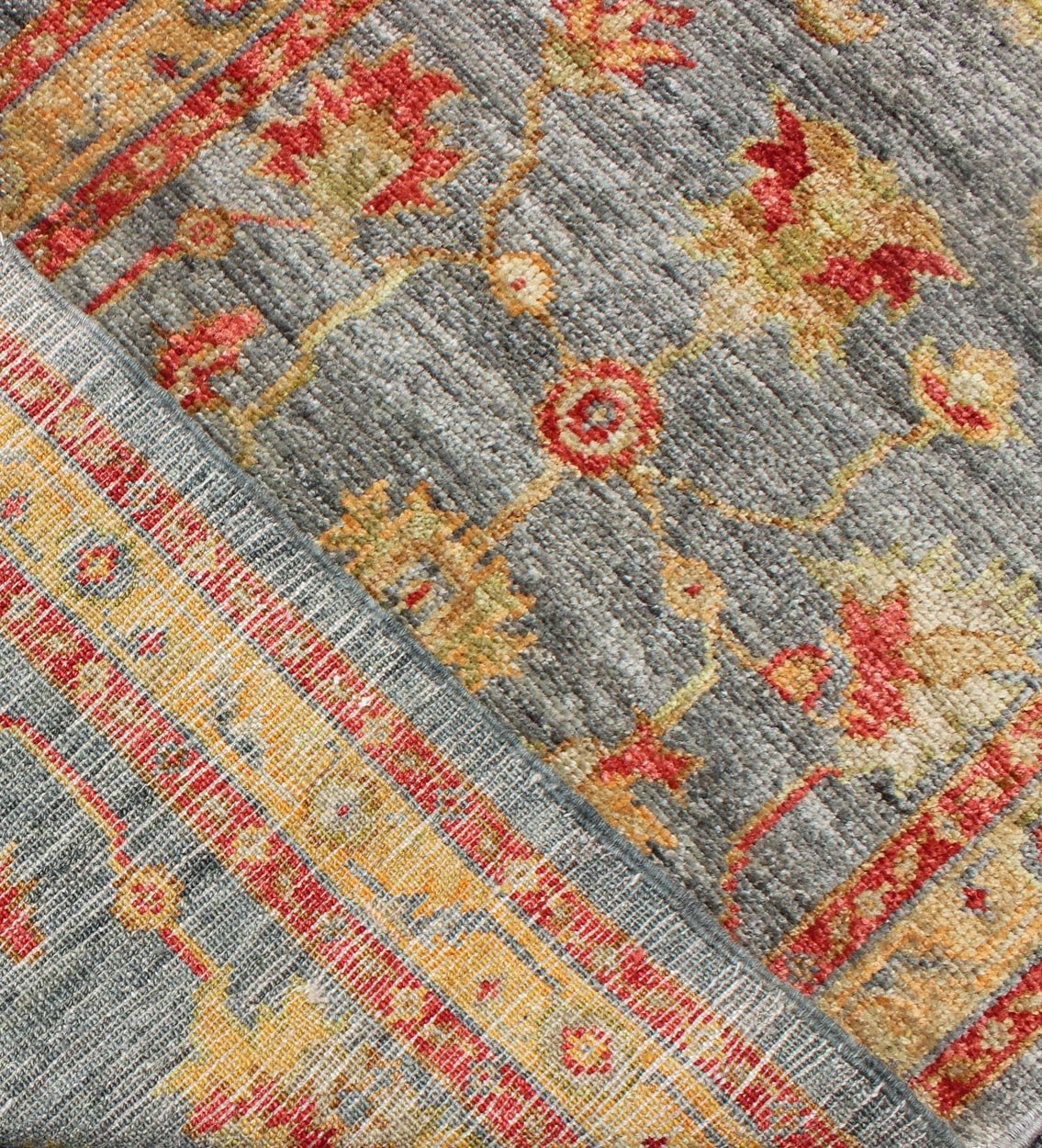 Keivan Woven Arts Turkish Angora Oushak Runner with Classic Design in Blue Field. Keivan Woven Arts / rug AN - 125670, country of origin / type: Turkey / Oushak 21st century. Measures: 2'5 x 8'3 This Angora Oushak runner from Turkey features a un... - Keivan Woven ArtsAN - 125670 - 7639Rug