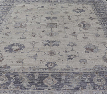 Angora Oushak Turkish Rug in Shades of Gray, Ivory, Silver by Keivan Woven Arts . rug AN - 126211, country of origin / type: Turkey / Angora Oushak. Measures: 12'9 x 14'11 The rug displays an elegant traditional design with a muted color palette, p... - Keivan Woven ArtsAN - 126211 - 19298Rug