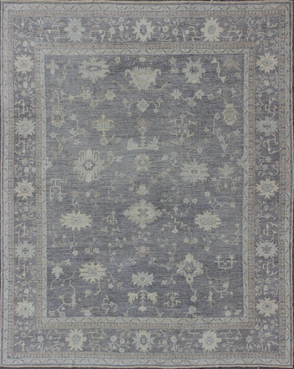 Angora Keivan Woven Arts Oushak Turkish Rug in Shades of Gray and Cream. Keivan Woven Arts rug AN - 126253, country of origin / type: Turkey / Angora Oushak. Measures: 12'5 x 14'7 From our Angora collection, this piece is made with a combination o... - Keivan Woven ArtsAN - 126253 - 7791Rug