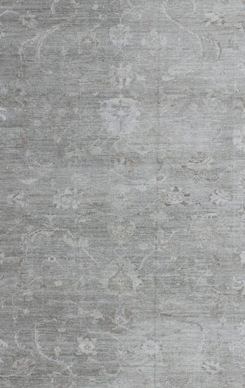 Large Turkish Angora Oushak Rug with All - Over Vining Floral Design in Neutral. Faded Turkish Oushak rug with all - over vining floral design in silver, muted green, and cream and neutral colors, rug AN - 108394, country of origin / type: Turkey / O... - Keivan Woven ArtsAN - 126256 - 7801Rug