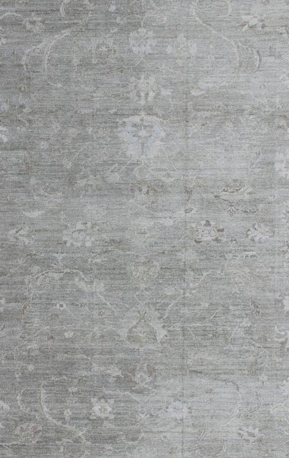 Large Turkish Angora Oushak Rug with All - Over Vining Floral Design in Neutral. Faded Turkish Oushak rug with all - over vining floral design in silver, muted green, and cream and neutral colors, rug AN - 108394, country of origin / type: Turkey / O... - Keivan Woven ArtsAN - 126256 - 7801Rug