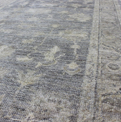 Angora Oushak Turkish Gallery Rug in Gray and Silver by Keivan Woven Arts. Keivan Woven Arts / rug AN - 126270, country of origin / type: Turkey / Angora Oushak. Measures: 4'0 x 13'0 From our Angora collection, this piece is made with a combinatio... - Keivan Woven ArtsAN - 126270 - 7811Rug