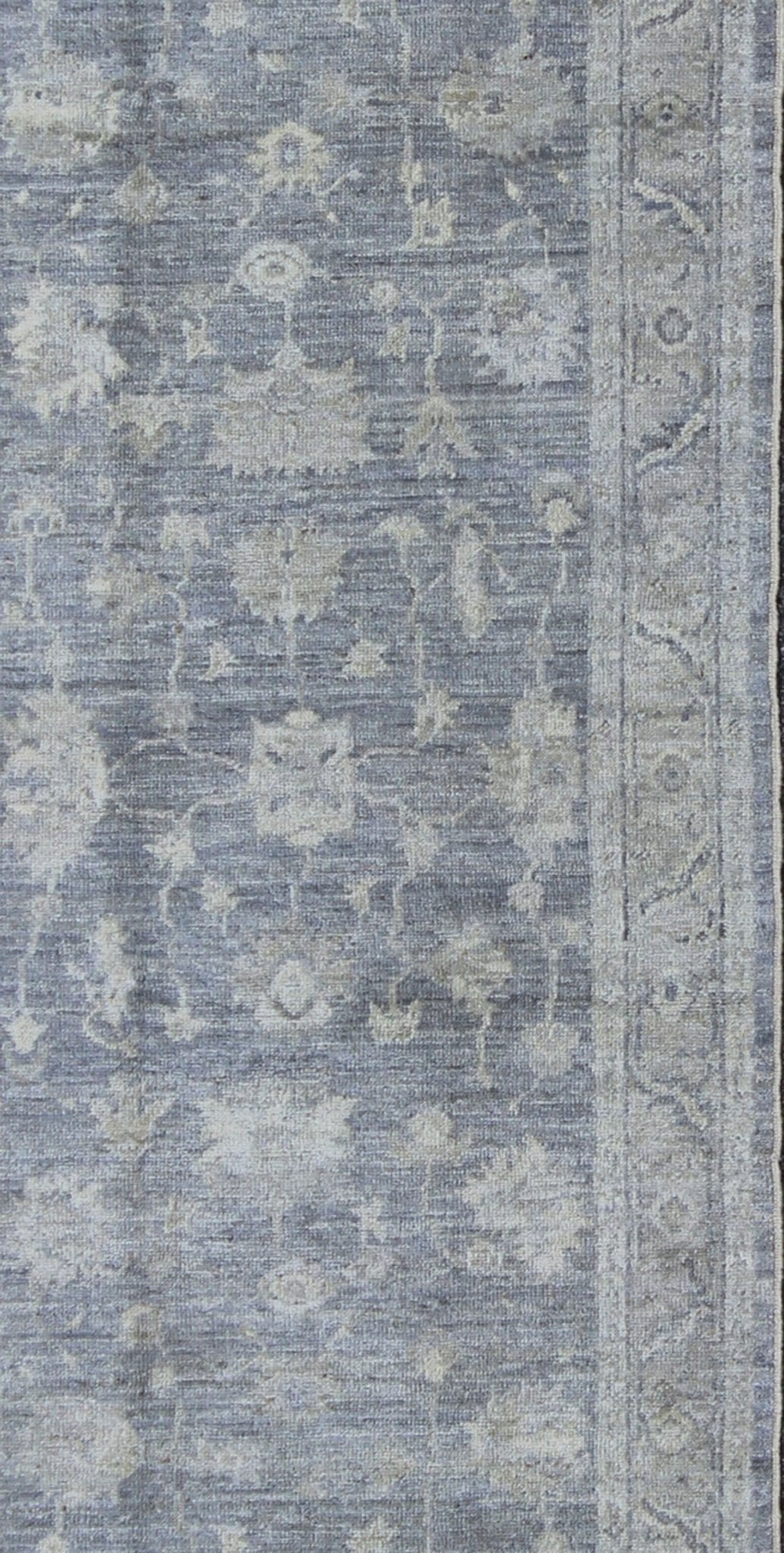 Angora Oushak Turkish Gallery Rug in Gray and Silver by Keivan Woven Arts. Keivan Woven Arts / rug AN - 126270, country of origin / type: Turkey / Angora Oushak. Measures: 4'0 x 13'0 From our Angora collection, this piece is made with a combinatio... - Keivan Woven ArtsAN - 126270 - 7811Rug