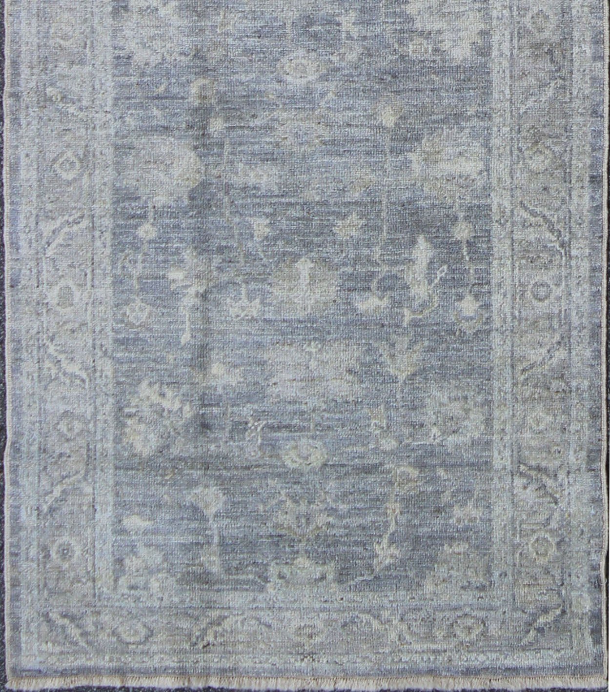 Angora Oushak Turkish Gallery Rug in Gray and Silver by Keivan Woven Arts. Keivan Woven Arts / rug AN - 126270, country of origin / type: Turkey / Angora Oushak. Measures: 4'0 x 13'0 From our Angora collection, this piece is made with a combinatio... - Keivan Woven ArtsAN - 126270 - 7811Rug