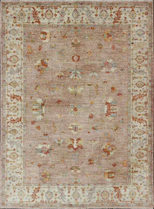 Large Angora Turkish Oushak Rug in Dusty Pink by Keivan Woven Arts. Angora rug from Turkey, rug an - 129862, country of origin / type: Turkey / Angora Oushak. Measures: 11'8 x 15'4. From our Angora collection, this piece is made with a com... - Keivan Woven ArtsAN - 129862 - 9756Rug