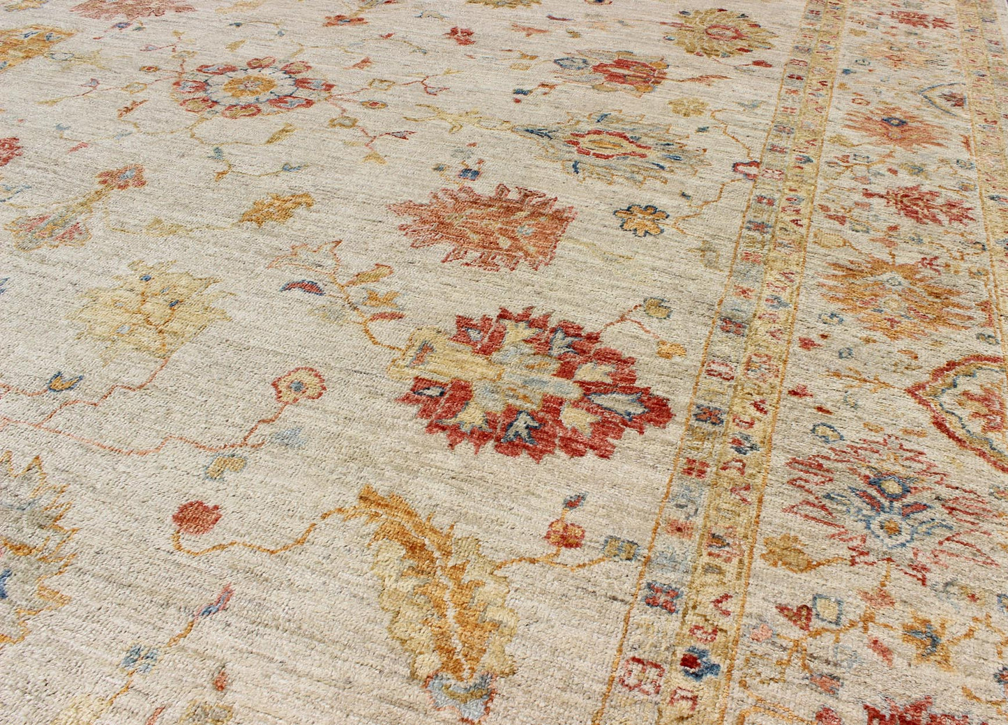 Keivan Woven Arts Angora Turkish Oushak Rug in Colorful Palette. Keivan Woven Arts / rug AN - 129878, country of origin / type: Turkey / Angora Oushak. Measures: 11'11 x 17'8 From our Angora Collection, this piece is made with a combination of ang... - Keivan Woven ArtsAN - 129878 - 9760Rug