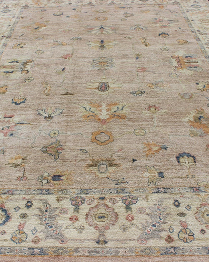Keivan Woven Arts Angora Turkish Oushak Rug in Dusty Pink and Ivory. Keivan Woven Arts / rug AN - 134565, country of origin / type: Turkey / Angora Oushak. Measures: 10'3 x 13'9 From our Angora collection, this piece is made with a combination of ... - Keivan Woven ArtsAN - 134565 - 10577Rug