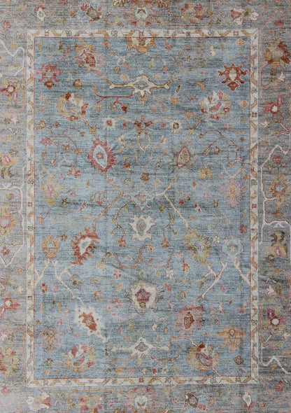 Silver, red, light blue and silver Angora Oushak rug from Turkey, rug an - 134592, country of origin / type: Turkey / Angora Oushak From our Angora collection, this piece is made with a combination of angora and old wool. Featuring all organic mat... - Keivan Woven ArtsAN - 134592 - 10581Rug