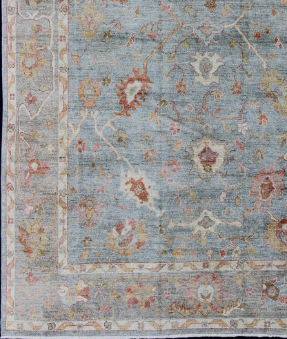 Silver, red, light blue and silver Angora Oushak rug from Turkey, rug an - 134592, country of origin / type: Turkey / Angora Oushak From our Angora collection, this piece is made with a combination of angora and old wool. Featuring all organic mat... - Keivan Woven ArtsAN - 134592 - 10581Rug