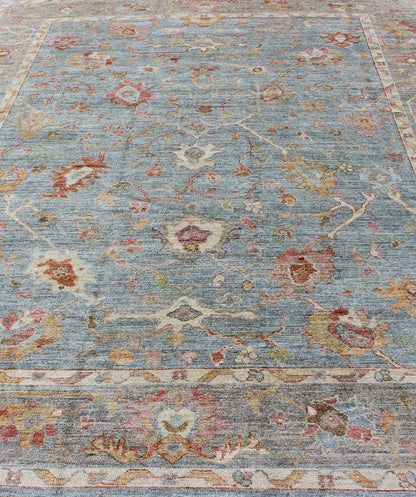 Silver, red, light blue and silver Angora Oushak rug from Turkey, rug an - 134592, country of origin / type: Turkey / Angora Oushak From our Angora collection, this piece is made with a combination of angora and old wool. Featuring all organic mat... - Keivan Woven ArtsAN - 134592 - 10581Rug