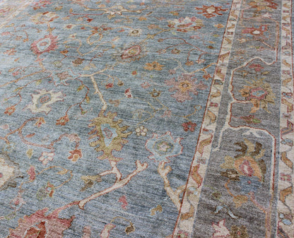 Silver, red, light blue and silver Angora Oushak rug from Turkey, rug an - 134592, country of origin / type: Turkey / Angora Oushak From our Angora collection, this piece is made with a combination of angora and old wool. Featuring all organic mat... - Keivan Woven ArtsAN - 134592 - 10581Rug