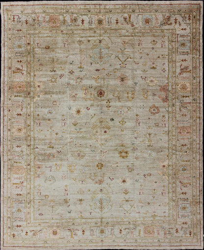 Keivan Woven Arts Angora Oushak Turkish Rug / rug AN - 134600, country of origin / type: Turkey / Angora Oushak. Measures: 12'2 x 14'5 This beautiful neutral color Oushak is made with a combination of angora and old wool. Featuring all organic mat... - Keivan Woven ArtsAN - 134600 - 10591Rug