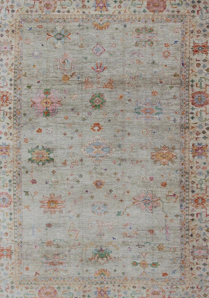 Keivan Woven Arts Colorful Angora Turkish Oushak Large Rug With All - Over Design. Keivan Woven Arts Large Angora Oushak Turkish Rug 11'4 x 15'4 From our Angora Collection, this piece is made with a combination of angora and old wool. Feat... - Keivan Woven ArtsAN - 145751 - 7361Rug