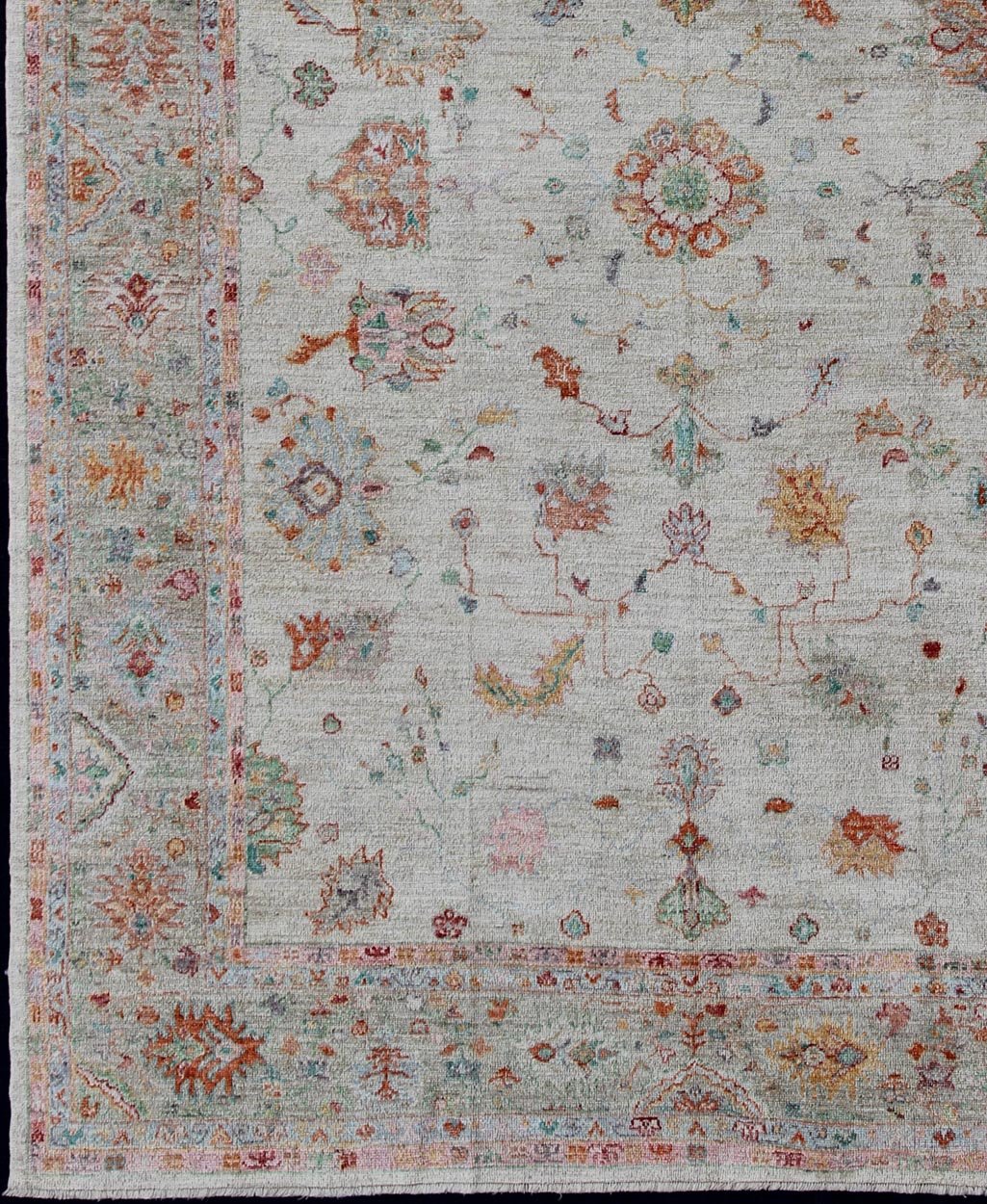 Angora Turkish Oushak Rug in Colorful Palette From our Angora Collection, this piece is made with a combination of angora and old wool. Featuring all organic materials, the Angora Collection is a modern - day remake of antique Turkish Oushak carpe... - Keivan Woven ArtsAN - 145766 - 7365Rug