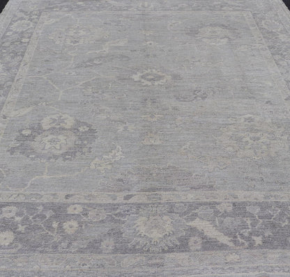 Large Hand Knotted Turkish Oushak with Floral Motifs in Gray, Taupe & Lavender Large Hand Knotted Turkish Oushak with Floral Motifs in Gray, Taupe & Lavender Keivan Woven Arts/ rug /AN - 146929 Early 21st century Made with a combinat... - Keivan Woven ArtsAN - 146929 - 19304Rug