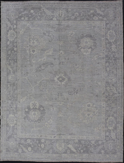 Large Hand Knotted Turkish Oushak with Floral Motifs in Gray, Taupe & Lavender Large Hand Knotted Turkish Oushak with Floral Motifs in Gray, Taupe & Lavender Keivan Woven Arts/ rug /AN - 146929 Early 21st century Made with a combinat... - Keivan Woven ArtsAN - 146929 - 19304Rug