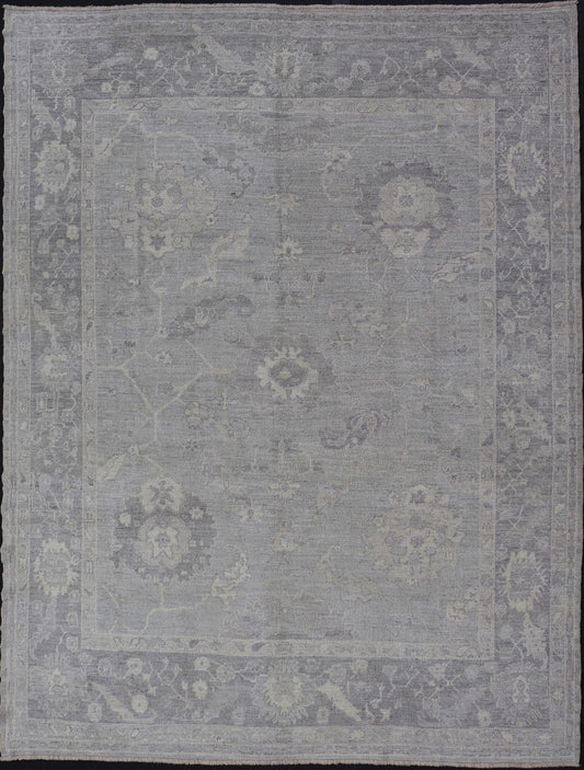 Large Hand Knotted Turkish Oushak with Floral Motifs in Gray, Taupe & Lavender Large Hand Knotted Turkish Oushak with Floral Motifs in Gray, Taupe & Lavender Keivan Woven Arts/ rug /AN - 146929 Early 21st century Made with a combinat... - Keivan Woven ArtsAN - 146929 - 19304Rug