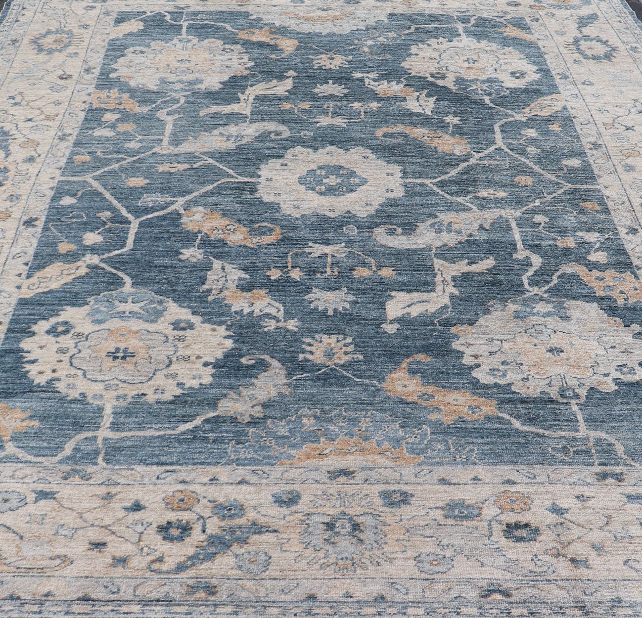 Measures: 10'1 x 13'5 Angora Turkish Oushak by Keivan Woven Arts Floral Design in Blue's. Keivan Woven Arts rug AN - 150098, Country of Origin: Turkey Type: Oushak Design: Floral, All - Over Key Words: Persian Rug, Authentic Persian Rug, Afghan Ous... - Keivan Woven ArtsAN - 150098 - 17322Rug
