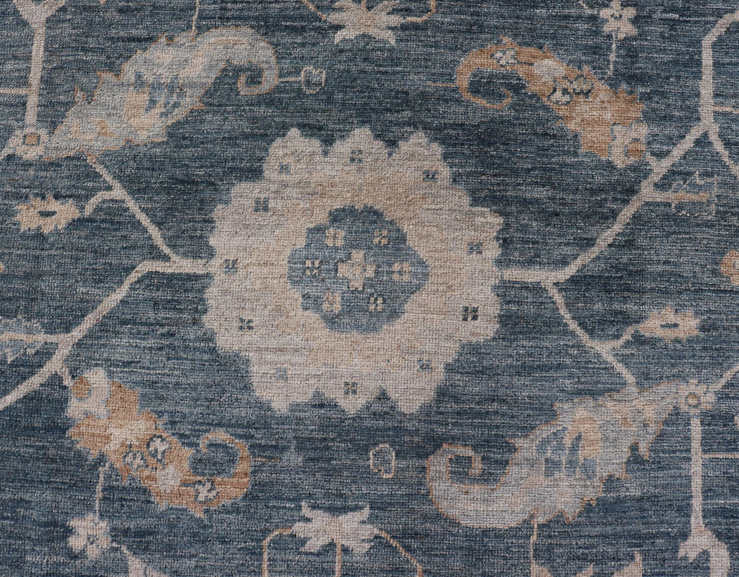 Measures: 10'1 x 13'5 Angora Turkish Oushak by Keivan Woven Arts Floral Design in Blue's. Keivan Woven Arts rug AN - 150098, Country of Origin: Turkey Type: Oushak Design: Floral, All - Over Key Words: Persian Rug, Authentic Persian Rug, Afghan Ous... - Keivan Woven ArtsAN - 150098 - 17322Rug