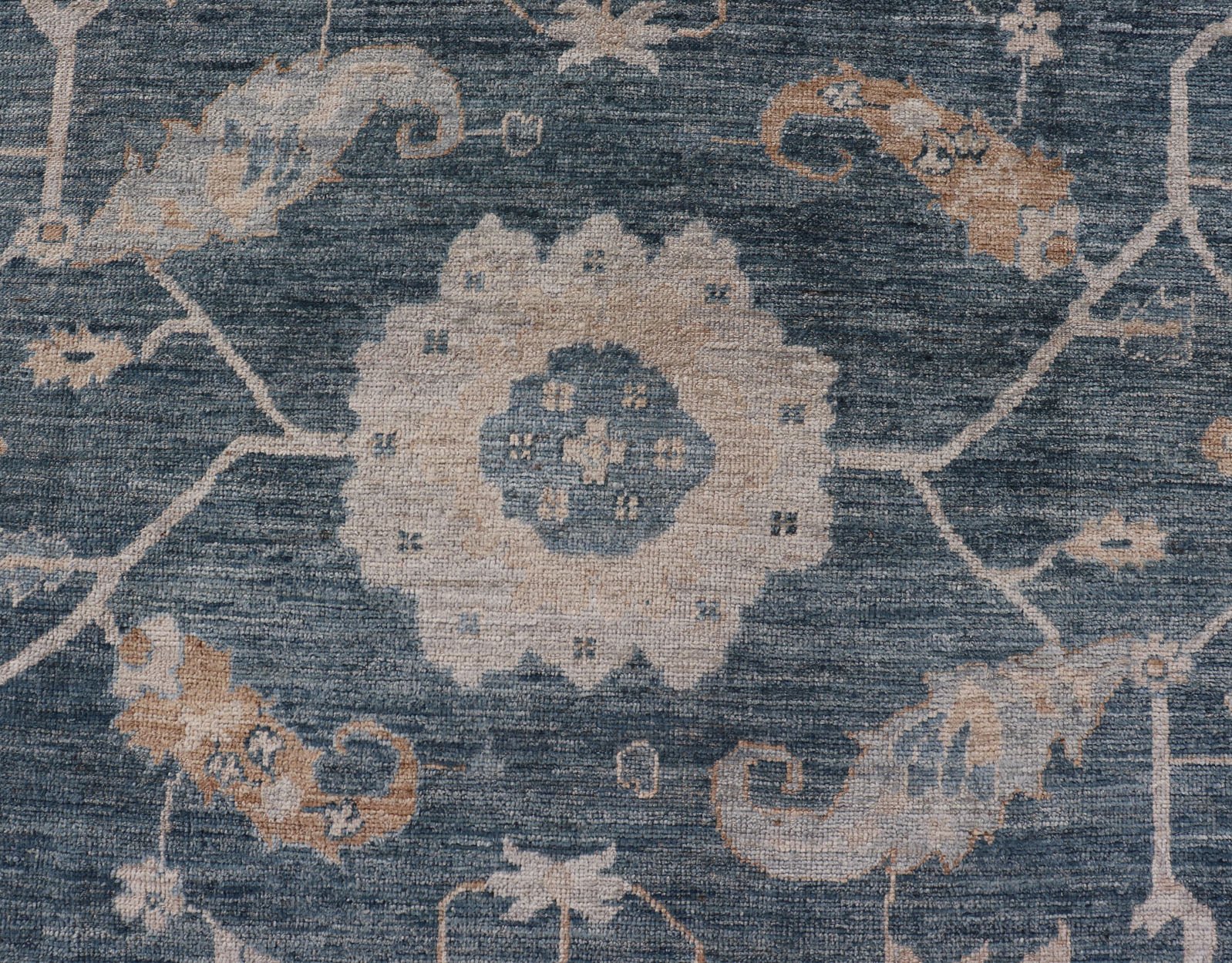 Measures: 10'1 x 13'5 Angora Turkish Oushak by Keivan Woven Arts Floral Design in Blue's. Keivan Woven Arts rug AN - 150098, Country of Origin: Turkey Type: Oushak Design: Floral, All - Over Key Words: Persian Rug, Authentic Persian Rug, Afghan Ous... - Keivan Woven ArtsAN - 150098 - 17322Rug