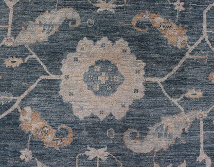 Measures: 10'1 x 13'5 Angora Turkish Oushak by Keivan Woven Arts Floral Design in Blue's. Keivan Woven Arts rug AN - 150098, Country of Origin: Turkey Type: Oushak Design: Floral, All - Over Key Words: Persian Rug, Authentic Persian Rug, Afghan Ous... - Keivan Woven ArtsAN - 150098 - 17322Rug