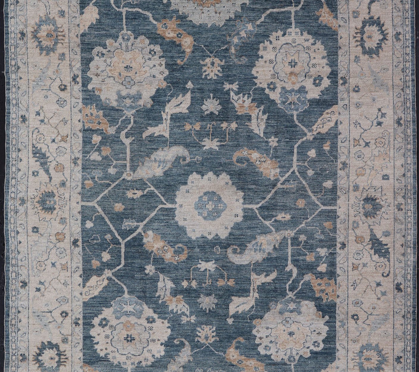 Measures: 10'1 x 13'5 Angora Turkish Oushak by Keivan Woven Arts Floral Design in Blue's. Keivan Woven Arts rug AN - 150098, Country of Origin: Turkey Type: Oushak Design: Floral, All - Over Key Words: Persian Rug, Authentic Persian Rug, Afghan Ous... - Keivan Woven ArtsAN - 150098 - 17322Rug
