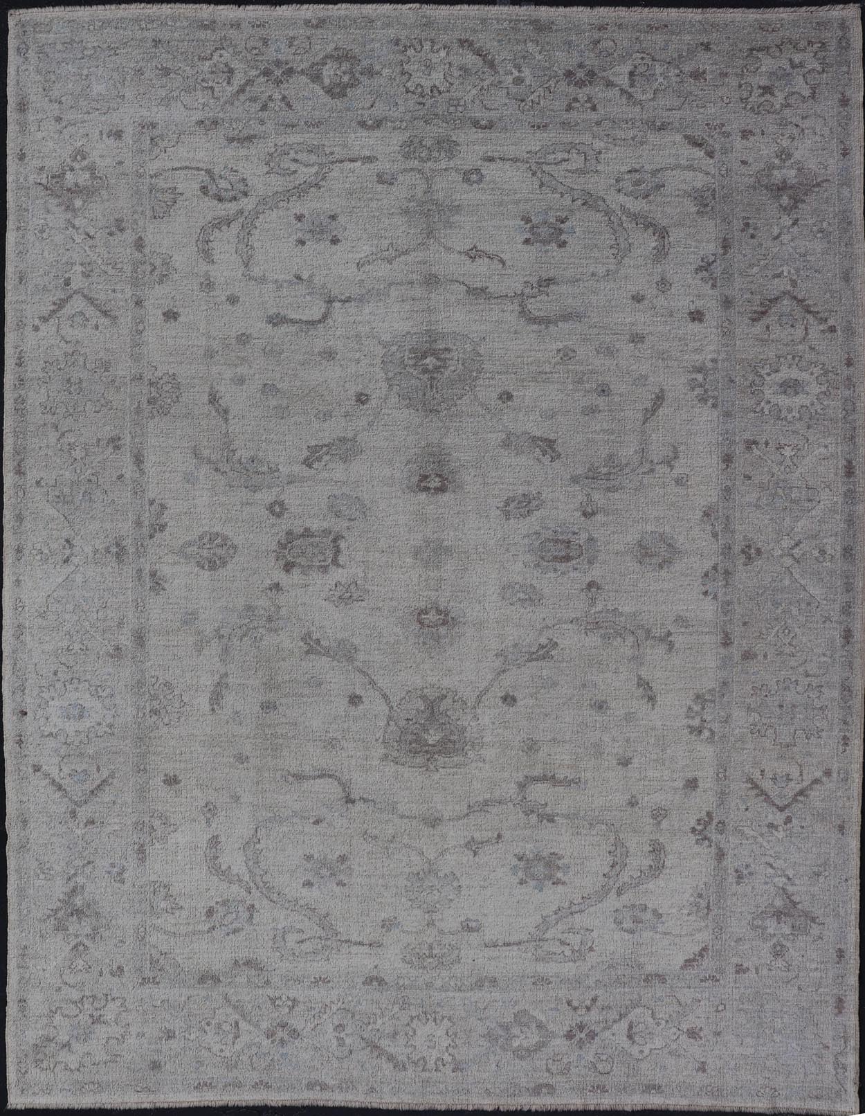 Angora Oushak Turkish Rug in Cream, Taupe, Silver, Light Brown Light Blue Colors Blue, Gray, cream, taupe, and light blue Angora rug from Turkey, rug AN - 123666, Keivan Woven Arts / country of origin / type: Turkey / Angora Oushak Measures... - Keivan Woven ArtsAN - 150733 - 19310Rug