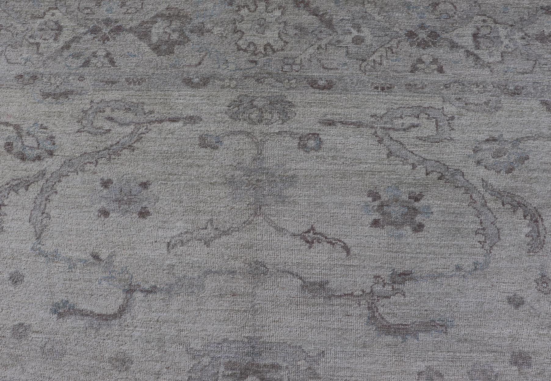 Angora Oushak Turkish Rug in Cream, Taupe, Silver, Light Brown Light Blue Colors Blue, Gray, cream, taupe, and light blue Angora rug from Turkey, rug AN - 123666, Keivan Woven Arts / country of origin / type: Turkey / Angora Oushak Measures... - Keivan Woven ArtsAN - 150733 - 19310Rug